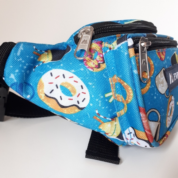 Everest Donuts Coffee Candy Print Blue Fanny Pack - Picture 2 of 11